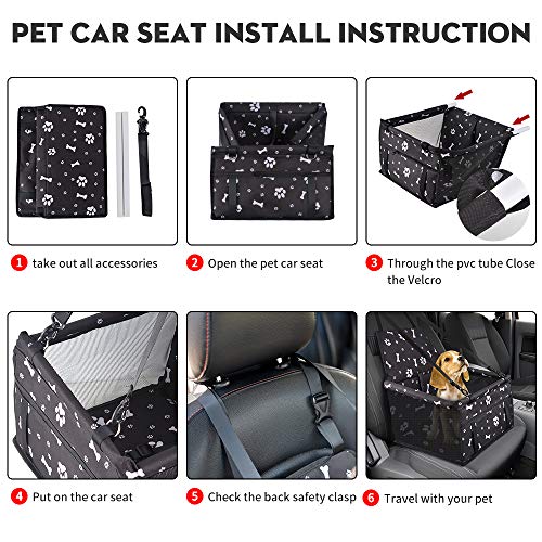 SWIHELP Small Dog Car Seat - Portable Booster with Safety Leash and Anti-Collapse PVC Support
