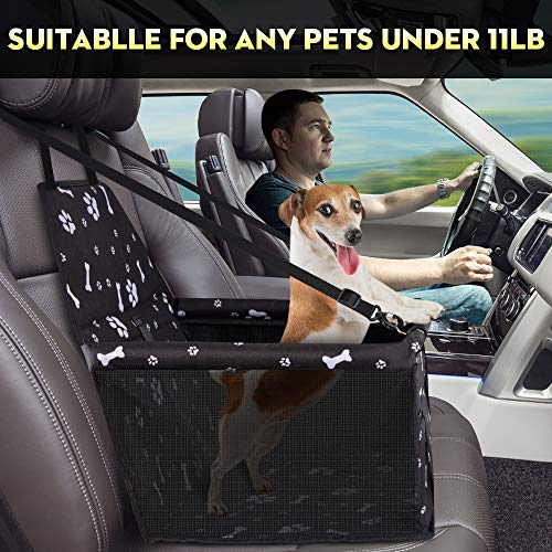 SWIHELP Small Dog Car Seat - Portable Booster with Safety Leash and Anti-Collapse PVC Support