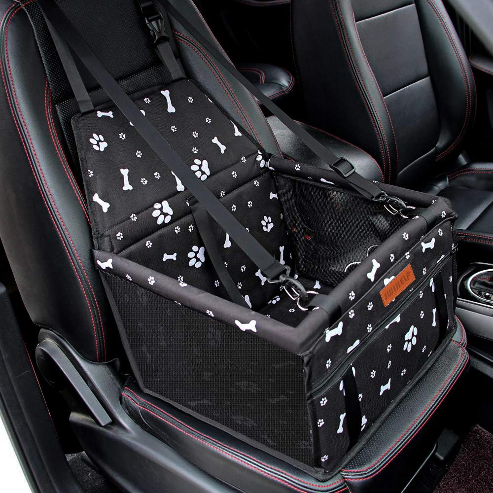 SWIHELP Small Dog Car Seat - Portable Booster with Safety Leash and Anti-Collapse PVC Support
