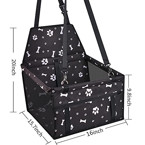 SWIHELP Small Dog Car Seat - Portable Booster with Safety Leash and Anti-Collapse PVC Support