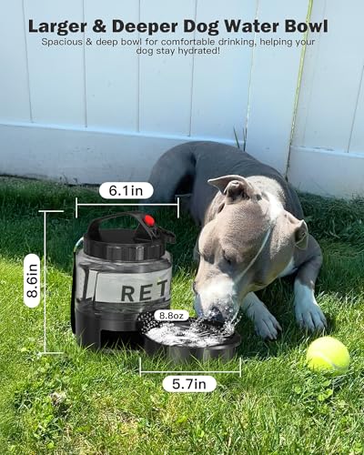 SwSun 77oz Dog Water Bottle - Leak-Proof Portable 2-in-1 Dispenser with Bowl, BPA-Free, Black