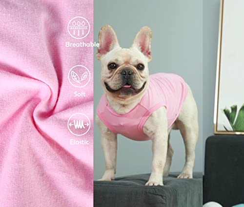 SyChien XS Pink Rose Dog Shirt - Plain Cotton Sleeveless Vest for Small Puppies 4-8 lbs