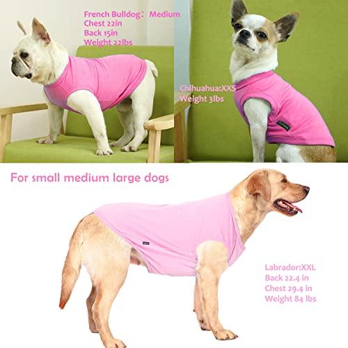 SyChien XS Pink Rose Dog Shirt - Plain Cotton Sleeveless Vest for Small Puppies 4-8 lbs