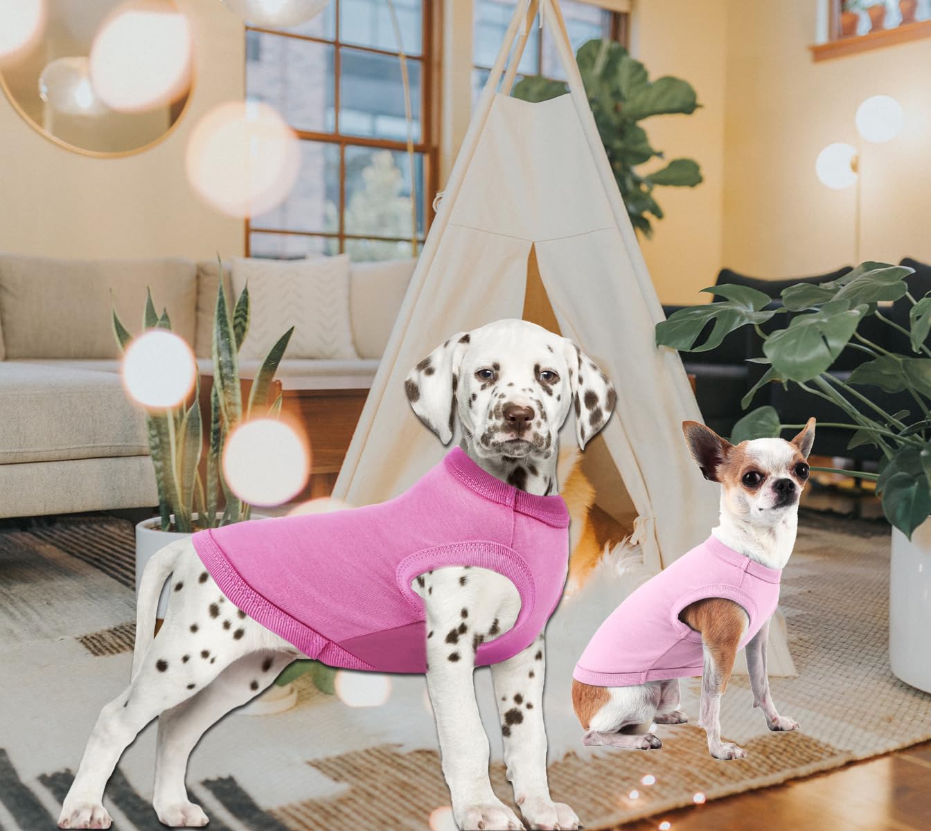 SyChien XS Pink Rose Dog Shirt - Plain Cotton Sleeveless Vest for Small Puppies 4-8 lbs