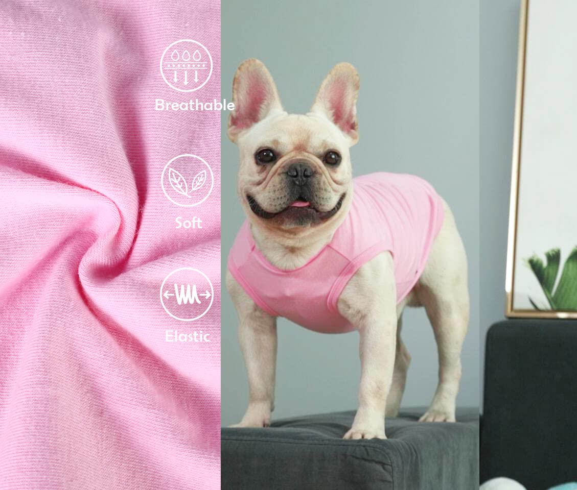 SyChien XS Pink Rose Dog Shirt - Plain Cotton Sleeveless Vest for Small Puppies 4-8 lbs