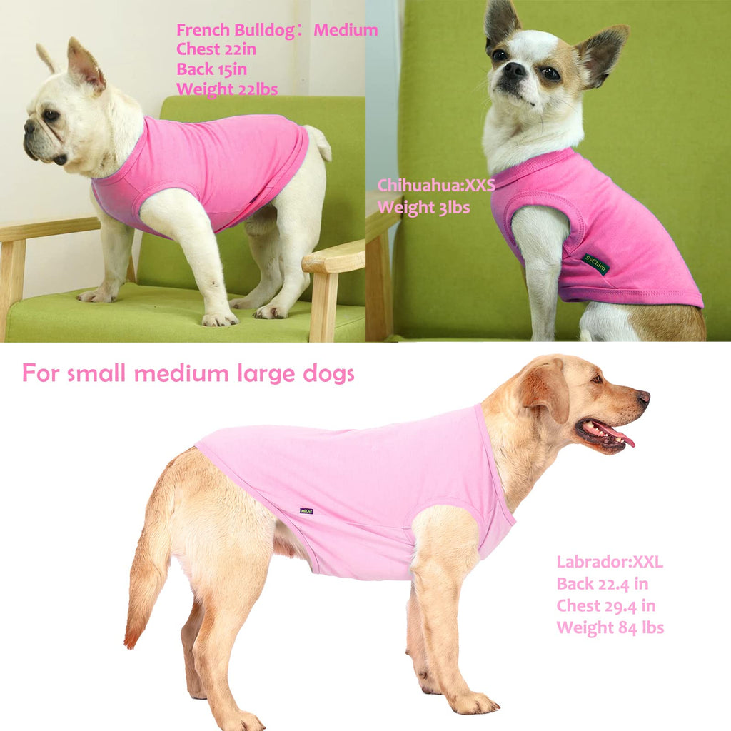SyChien XS Pink Rose Dog Shirt - Plain Cotton Sleeveless Vest for Small Puppies 4-8 lbs