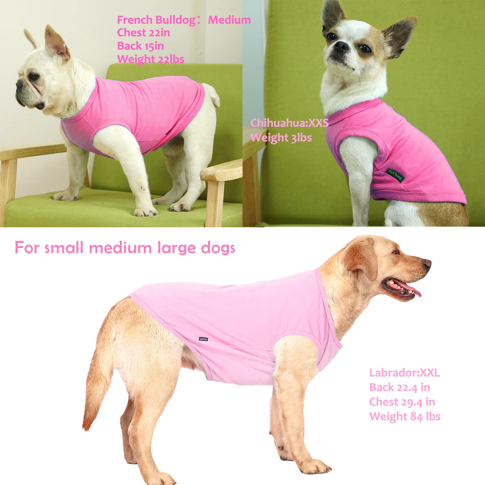 SyChien XS Pink Rose Dog Shirt - Plain Cotton Sleeveless Vest for Small Puppies 4-8 lbs