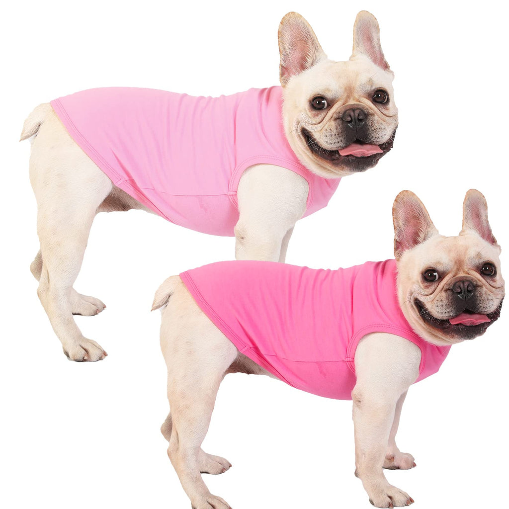 SyChien XS Pink Rose Dog Shirt - Plain Cotton Sleeveless Vest for Small Puppies 4-8 lbs