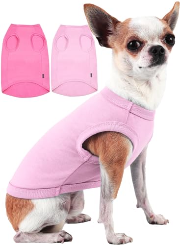SyChien XS Pink Rose Dog Shirt - Plain Cotton Sleeveless Vest for Small Puppies 4-8 lbs