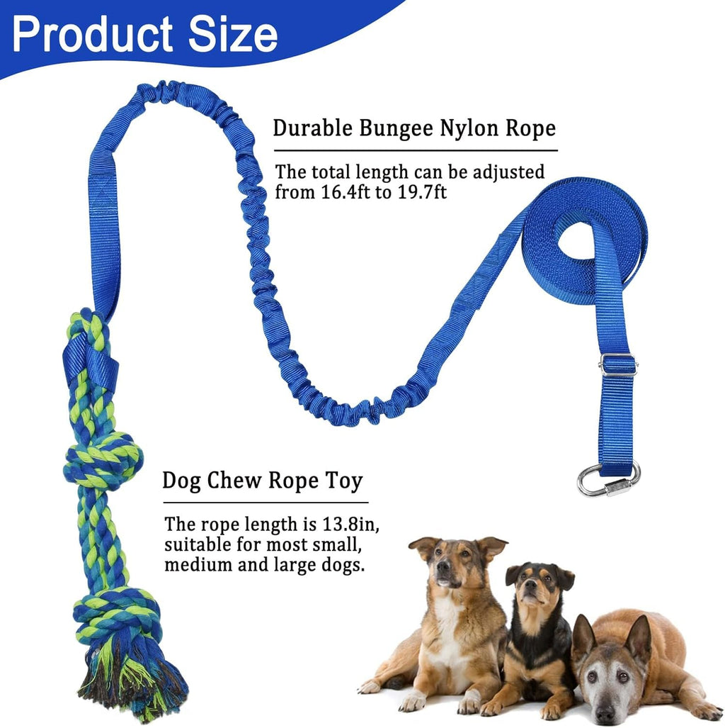 SYOOY Dog Bungee Tug Toy Outdoor Hanging Rope for Small Medium Large Dogs Blue