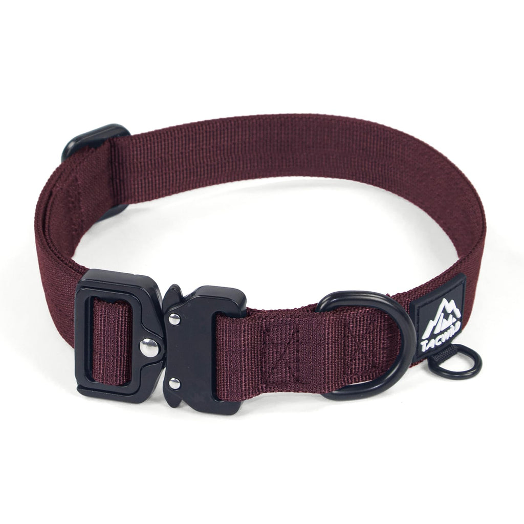 Tacwild Heavy Duty Dog Collar – Adjustable Chew-Proof Nylon for Medium & Large Dogs (Burgundy, 2XL)