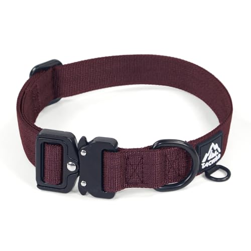 Tacwild Heavy Duty Dog Collar – Adjustable Chew-Proof Nylon for Medium & Large Dogs (Burgundy, 2XL)