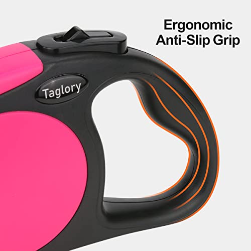 Taglory 16ft Retractable Dog Leash – Pink, One-Handed Brake, Anti-Tangle, for Medium and Large Dogs