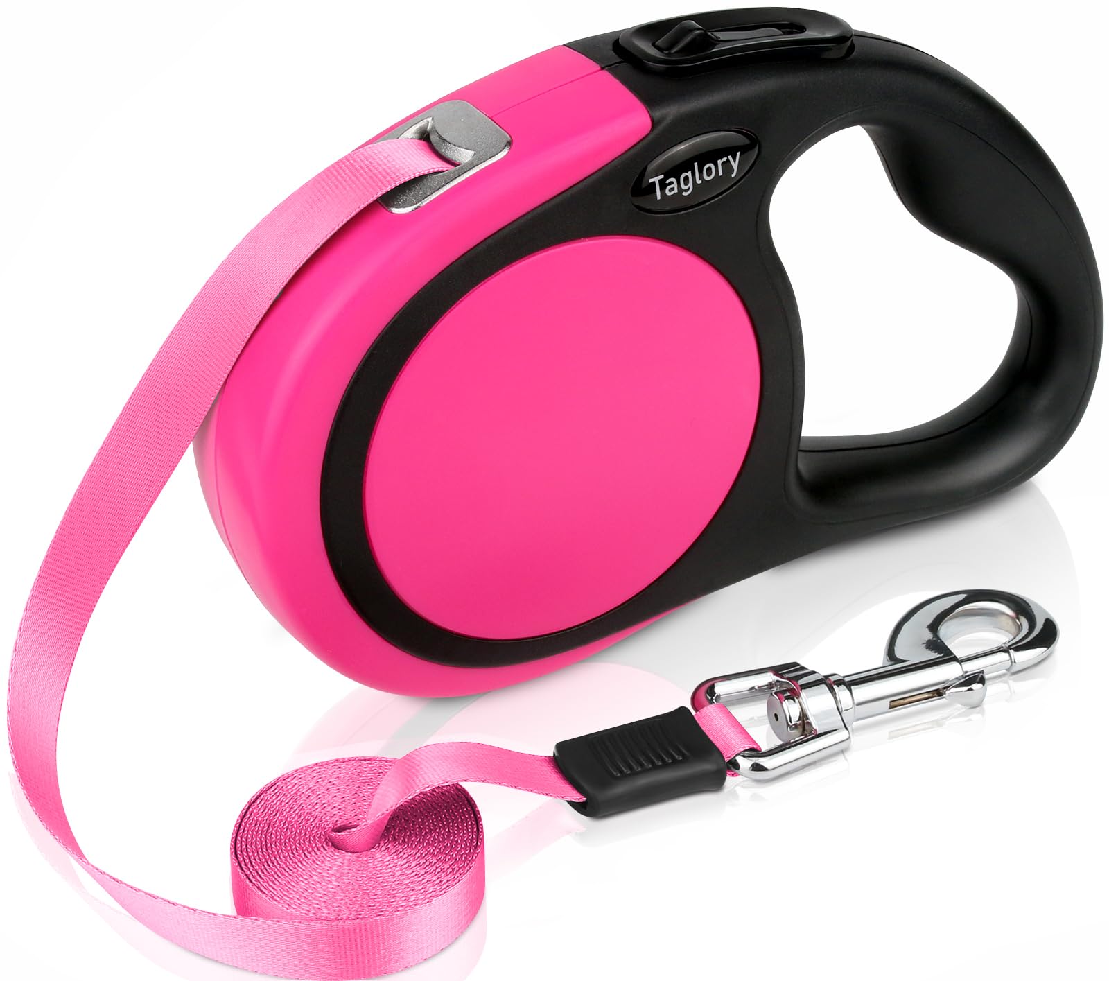 Taglory 16ft Retractable Dog Leash – Pink, One-Handed Brake, Anti-Tangle, for Medium and Large Dogs