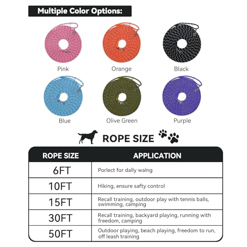 Tairro Heavy Duty Reflective Dog Training Leash 30FT – High-Strength Nylon Rope for Large Dogs, Outdoor Walking and Camping