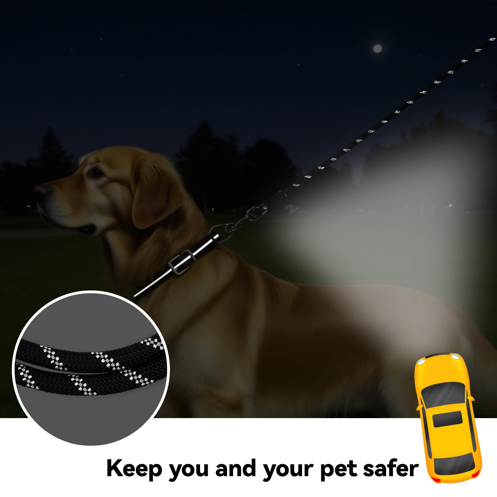 Tairro Heavy Duty Reflective Dog Training Leash 30FT – High-Strength Nylon Rope for Large Dogs, Outdoor Walking and Camping