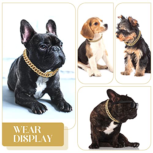 Tallew Gold Dog Chain Diamond Collar – Secure Buckle Metal Cuban Style Pet Necklace for Small Medium Large Dogs and Cats (28 inch)