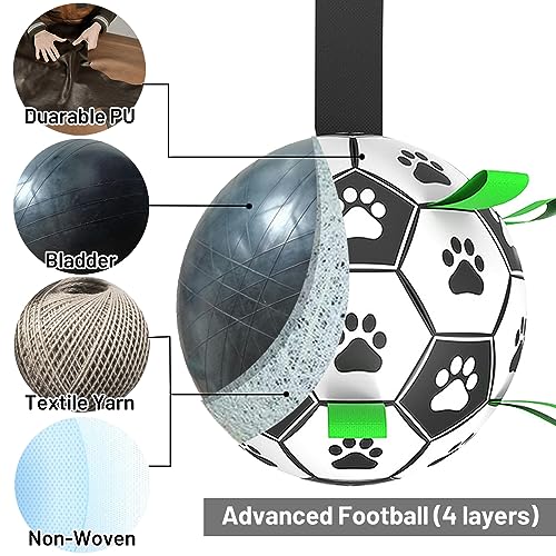 TBC PET Dog Soccer Ball with Straps – 8-Inch Interactive Tug Toy for Small to Large Dogs