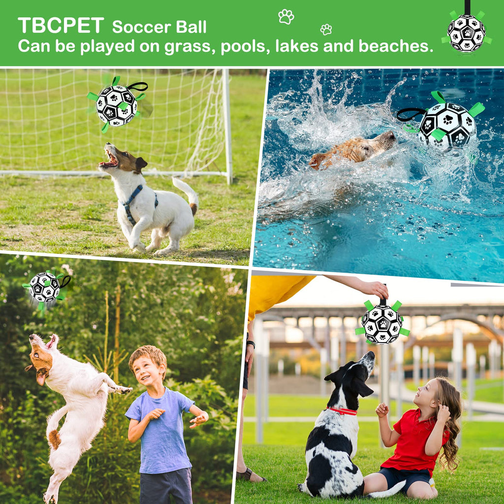 TBC PET Dog Soccer Ball with Straps – 8-Inch Interactive Tug Toy for Small to Large Dogs