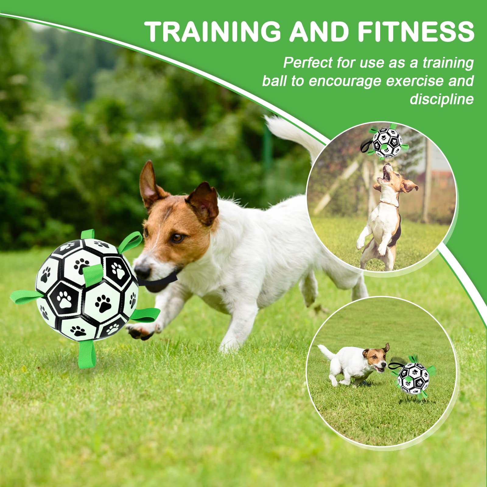 TBC PET Dog Soccer Ball with Straps – 8-Inch Interactive Tug Toy for Small to Large Dogs