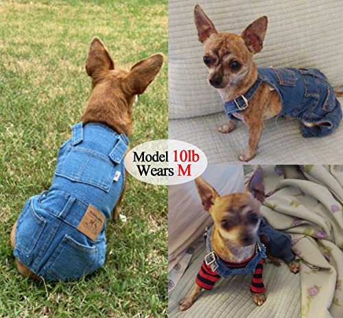 Tealots Dog Denim Overalls Jumpsuit - Blue Cotton Jean Suit for Small Medium Dogs, Adjustable Straps, XX-Large