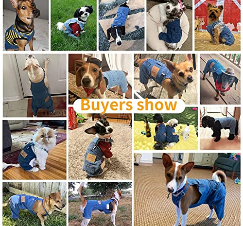 Tealots Dog Denim Overalls Jumpsuit - Blue Cotton Jean Suit for Small Medium Dogs, Adjustable Straps, XX-Large
