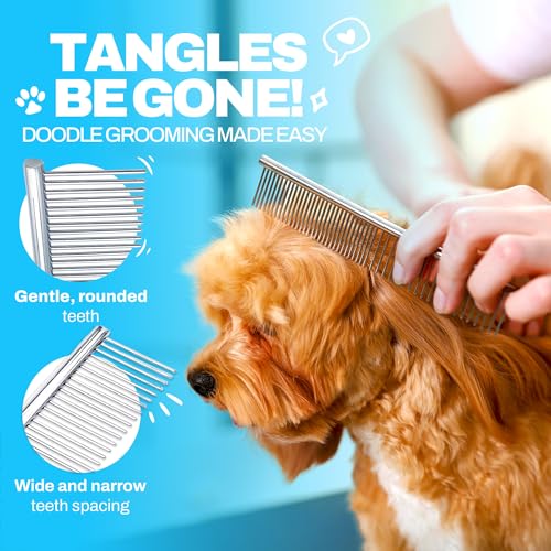 The Doodle Brush Stainless Steel Dog Comb for Detangling Mats & Tangles – Medium, for Poodles, Labradoodles & More