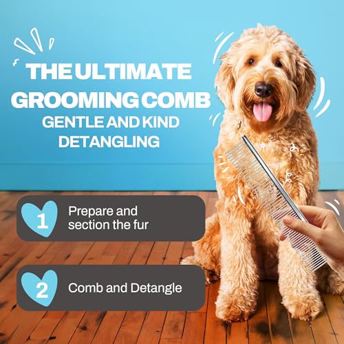 The Doodle Brush Stainless Steel Dog Comb for Detangling Mats & Tangles – Medium, for Poodles, Labradoodles & More