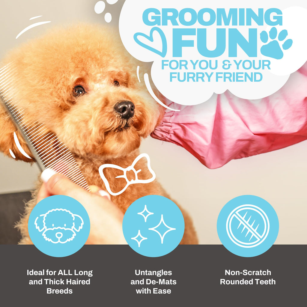The Doodle Brush Stainless Steel Dog Comb for Detangling Mats & Tangles – Medium, for Poodles, Labradoodles & More