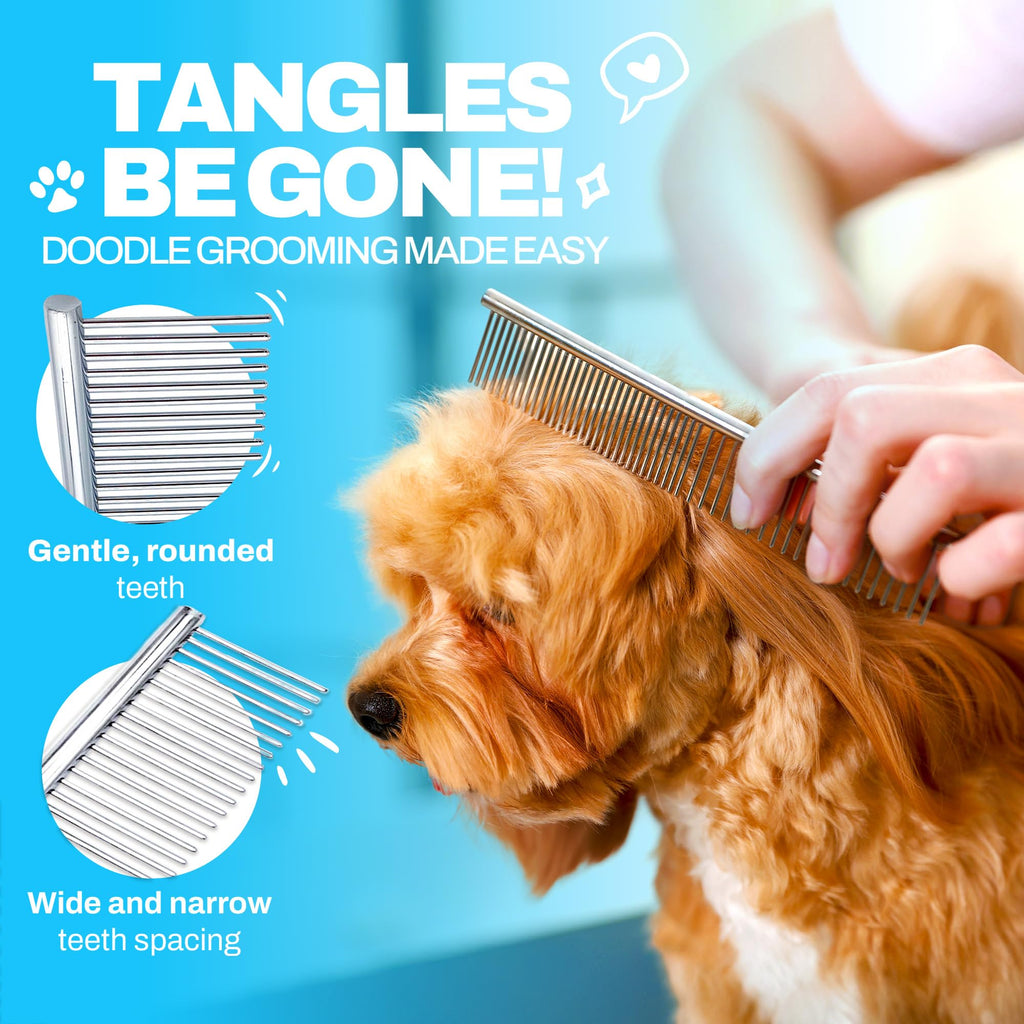 The Doodle Brush Stainless Steel Dog Comb for Detangling Mats & Tangles – Medium, for Poodles, Labradoodles & More