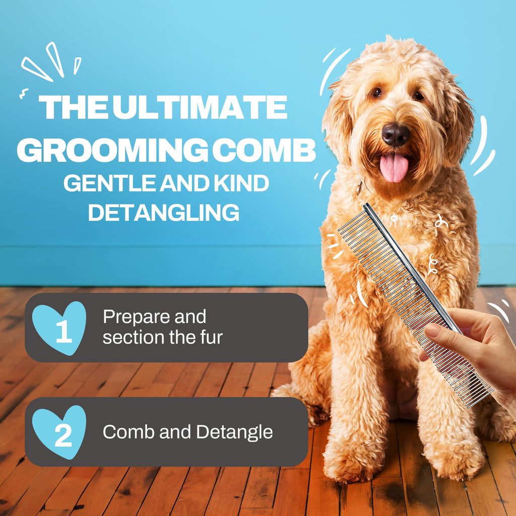 The Doodle Brush Stainless Steel Dog Comb for Detangling Mats & Tangles – Medium, for Poodles, Labradoodles & More