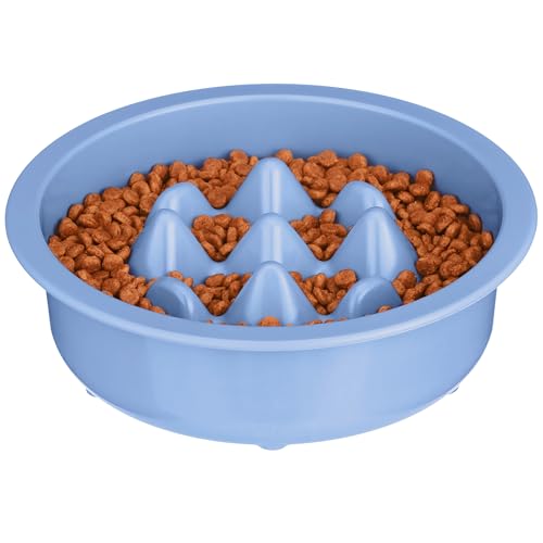 The Niner Slow Feed Bowl by Neater Pet Brands - Blue, Anti-Gulping Design with Nine Peaks, Fits Large Neater Feeders, Holds 2 Cups, Dishwasher Safe