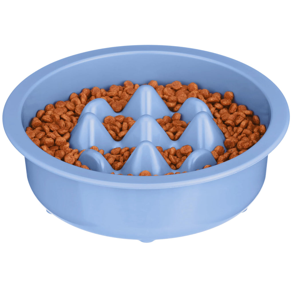 The Niner Slow Feed Bowl by Neater Pet Brands - Blue, Anti-Gulping Design with Nine Peaks, Fits Large Neater Feeders, Holds 2 Cups, Dishwasher Safe