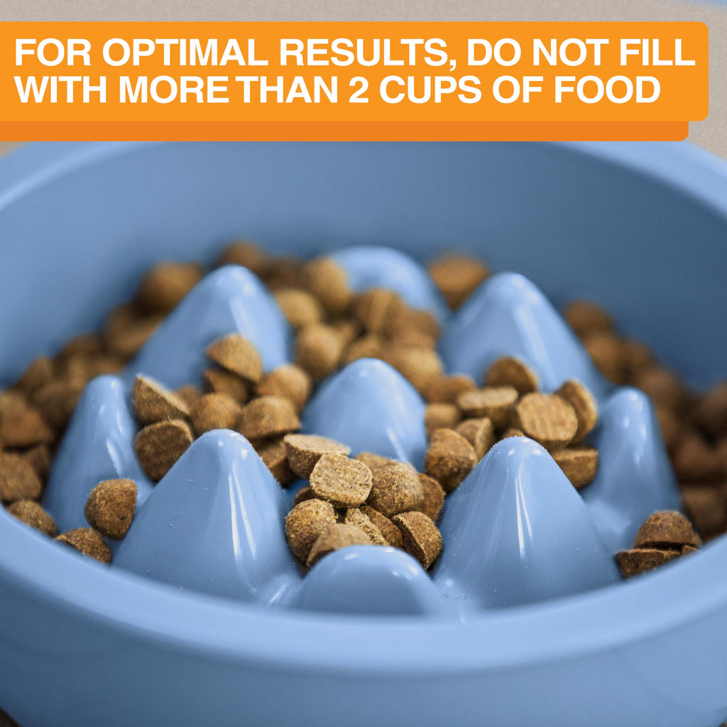 The Niner Slow Feed Bowl by Neater Pet Brands - Blue, Anti-Gulping Design with Nine Peaks, Fits Large Neater Feeders, Holds 2 Cups, Dishwasher Safe