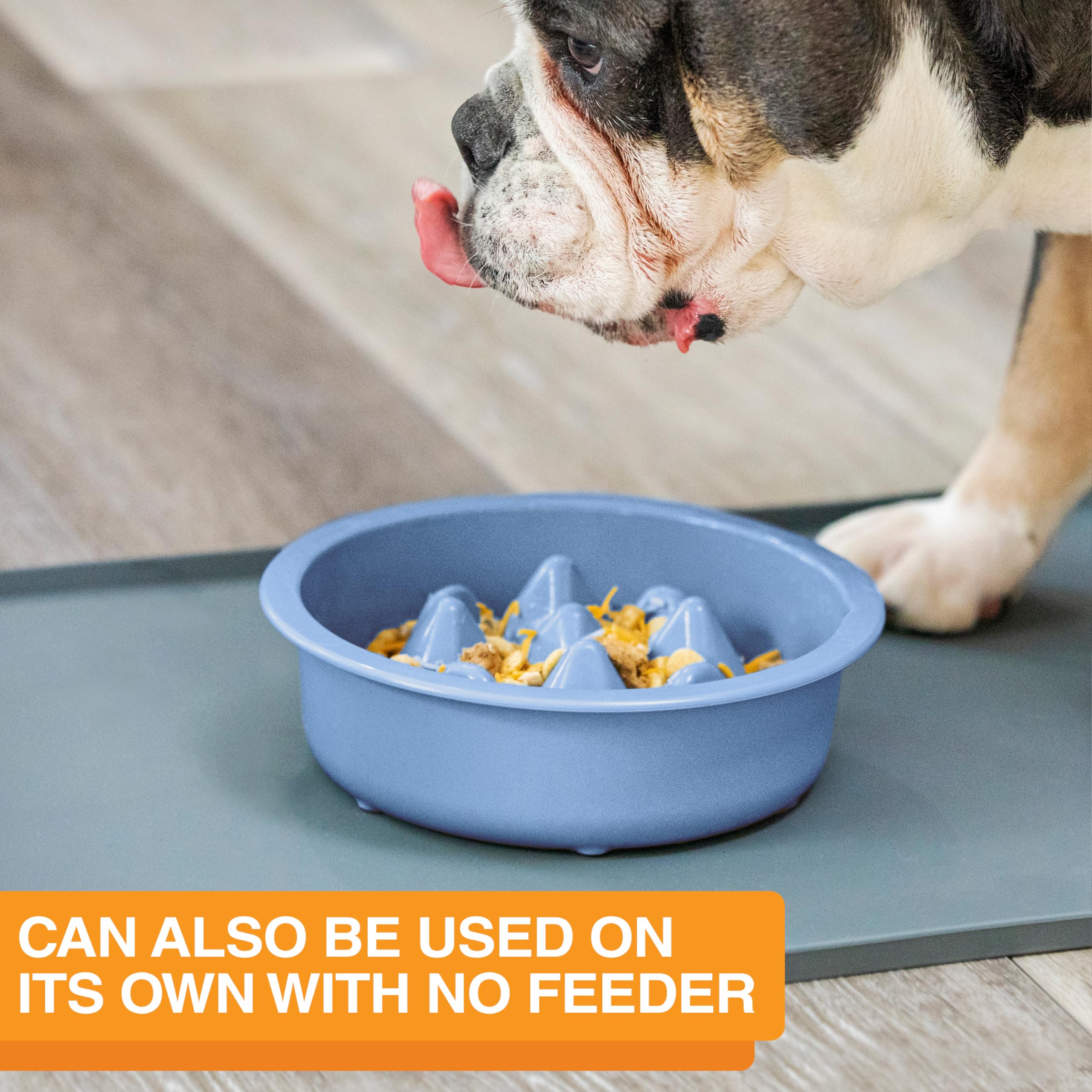 The Niner Slow Feed Bowl by Neater Pet Brands - Blue, Anti-Gulping Design with Nine Peaks, Fits Large Neater Feeders, Holds 2 Cups, Dishwasher Safe