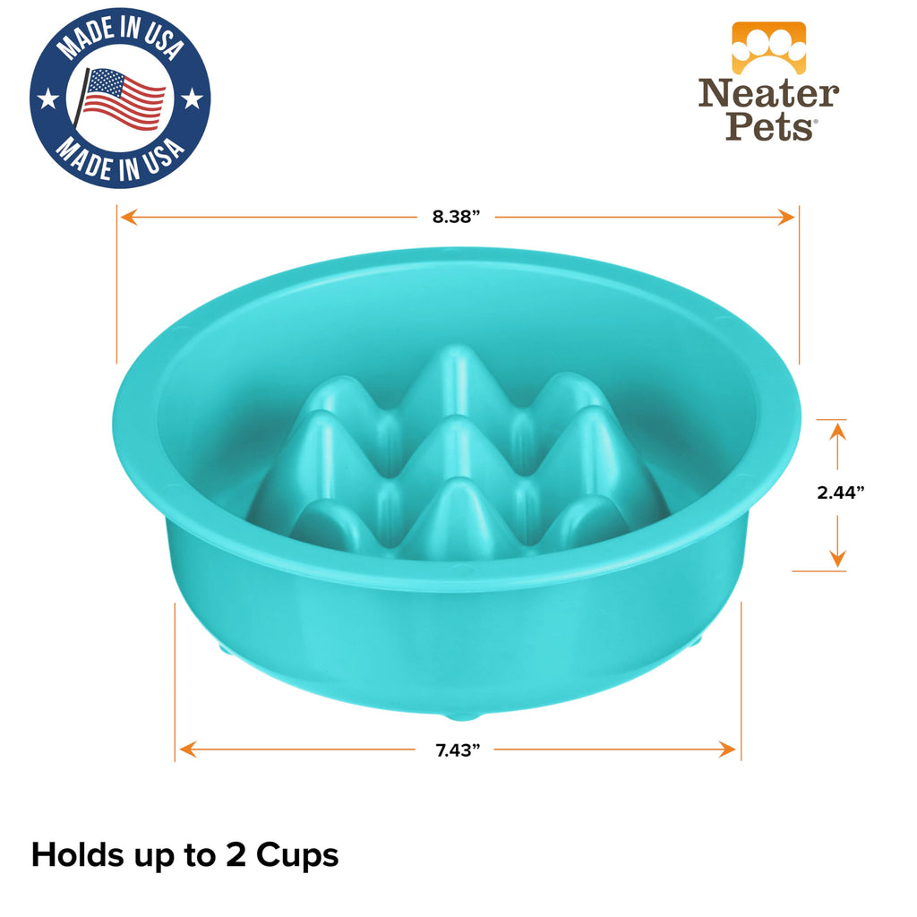 The Niner Slow Feed Bowl in Aquamarine – Nine Peaks Slow Eating, Fits Neater Feeder Large, Holds 2 Cups