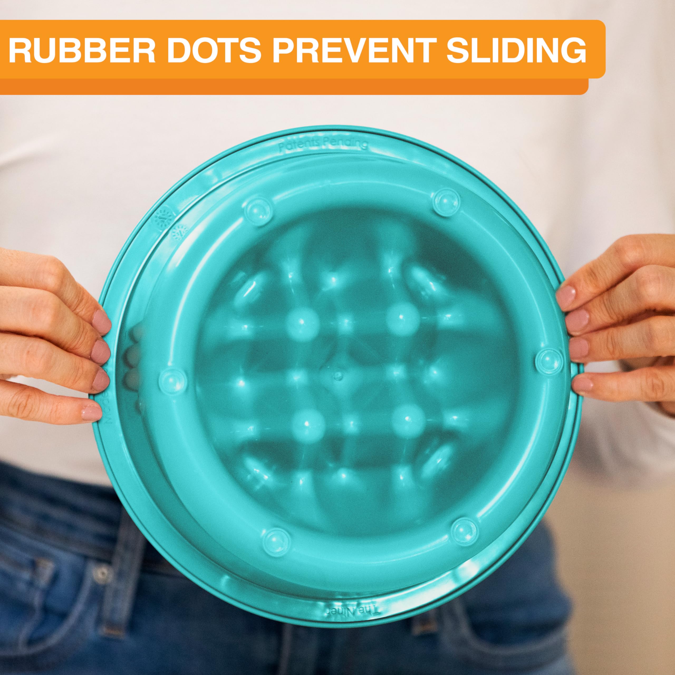 The Niner Slow Feed Bowl in Aquamarine – Nine Peaks Slow Eating, Fits Neater Feeder Large, Holds 2 Cups
