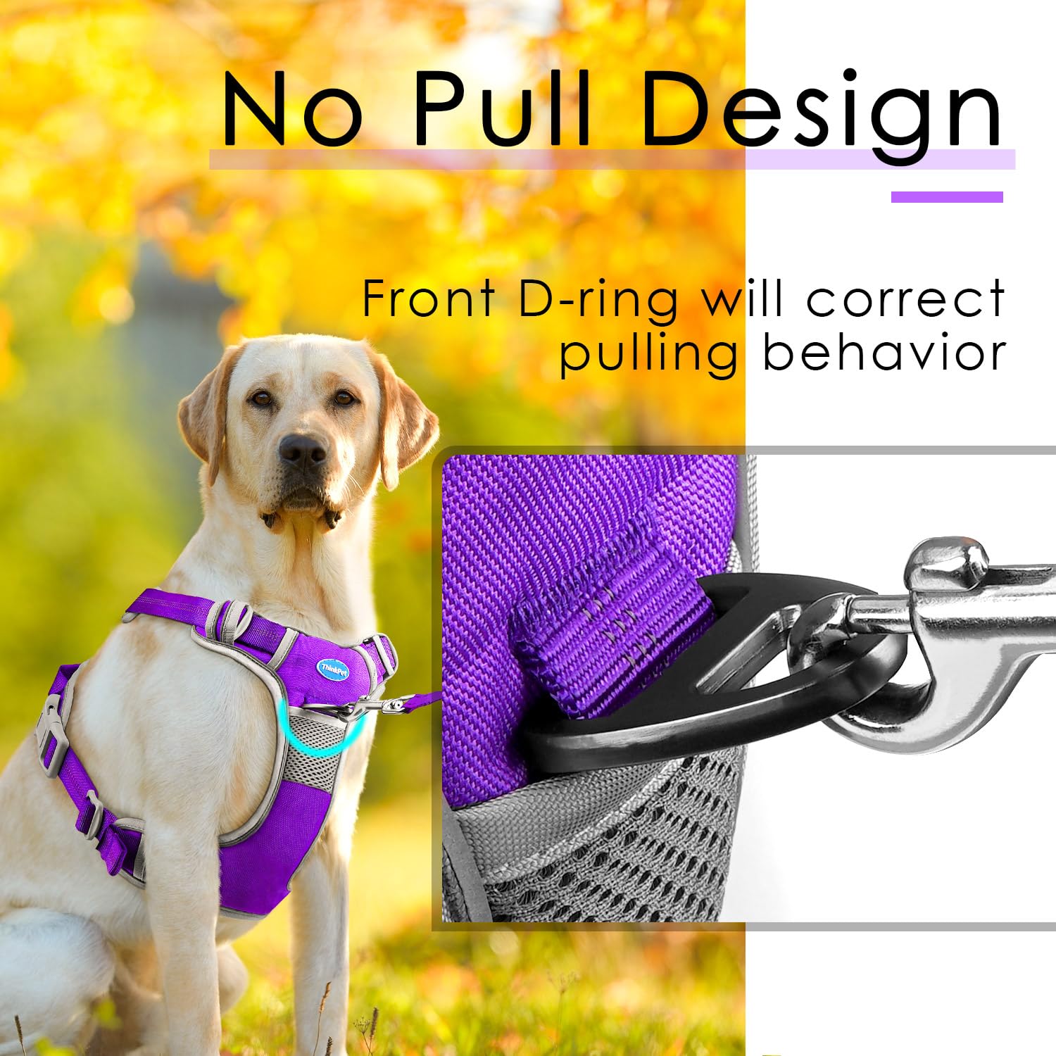 ThinkPet No Pull Dog Harness - Breathable Sport Vest with Handle for Medium Large Dogs