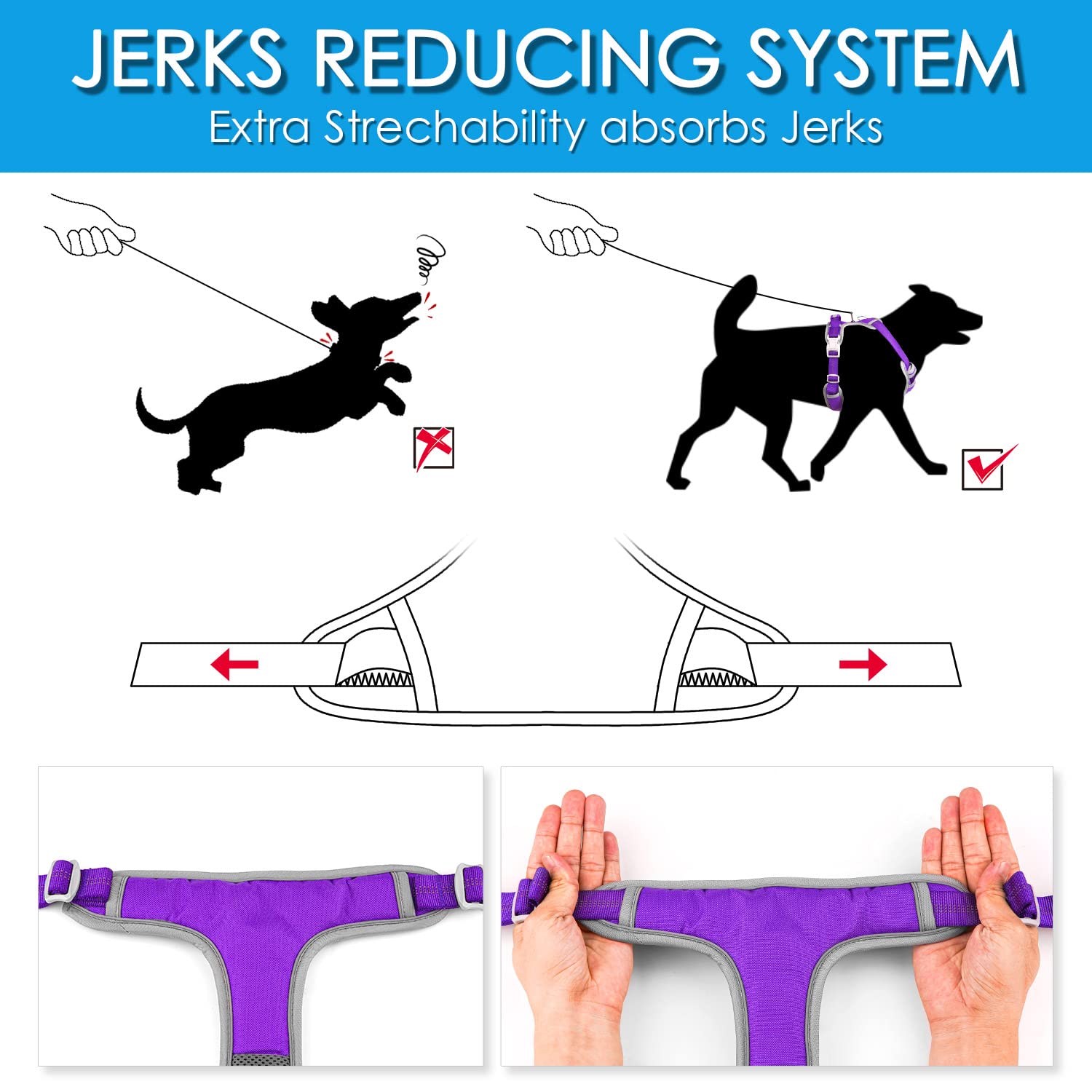 ThinkPet No Pull Dog Harness - Breathable Sport Vest with Handle for Medium Large Dogs