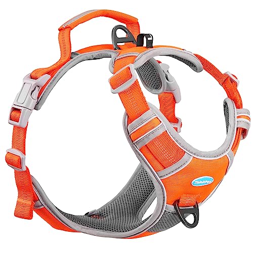 ThinkPet No Pull Harness for Medium Large Dogs - Breathable, Reflective Vest with Handle