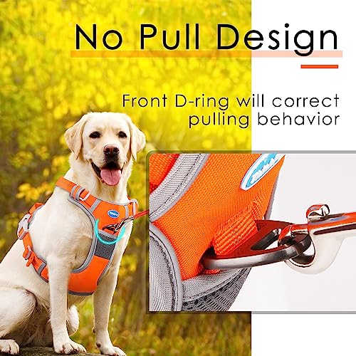 ThinkPet No Pull Harness for Medium Large Dogs - Breathable, Reflective Vest with Handle