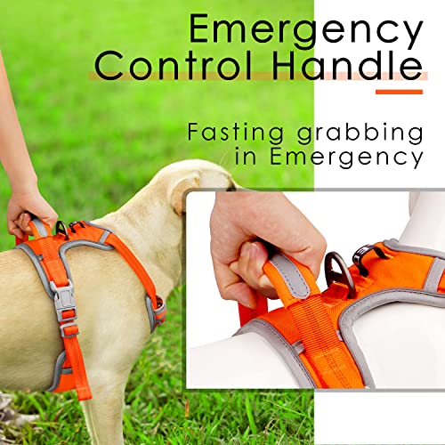 ThinkPet No Pull Harness for Medium Large Dogs - Breathable, Reflective Vest with Handle