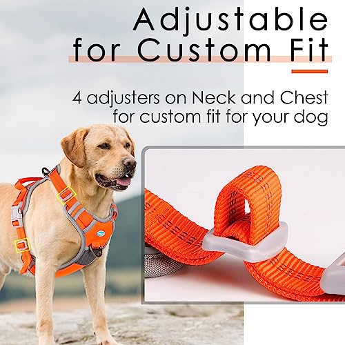 ThinkPet No Pull Harness for Medium Large Dogs - Breathable, Reflective Vest with Handle