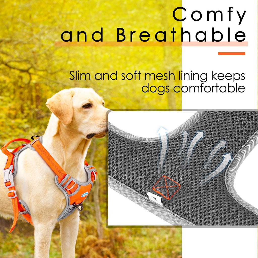 ThinkPet No Pull Harness for Medium Large Dogs - Breathable, Reflective Vest with Handle
