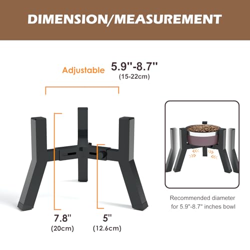 TIDANT Elevated Dog Bowl Stand for Small Dogs – Adjustable Width 5.9–8.7 Inches, Metal Frame, Non-Slip Feet, Easy Travel