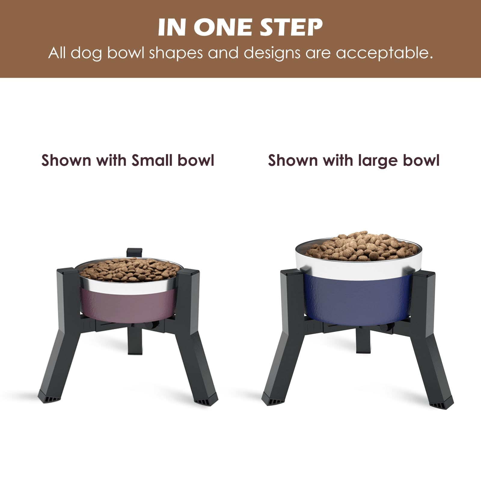 TIDANT Elevated Dog Bowl Stand for Small Dogs – Adjustable Width 5.9–8.7 Inches, Metal Frame, Non-Slip Feet, Easy Travel