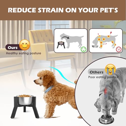 TIDANT Elevated Dog Bowl Stand for Small Dogs – Adjustable Width 5.9–8.7 Inches, Metal Frame, Non-Slip Feet, Easy Travel