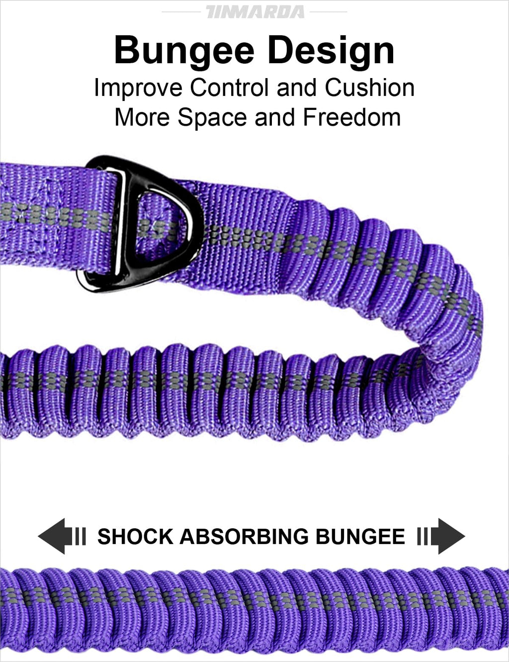 TINMARDA Heavy Duty Dog Leash - 6FT Shock Absorbing Bungee with Traffic Handle and Padded Handles, Reflective, for Large Dogs that Pull (Blue)
