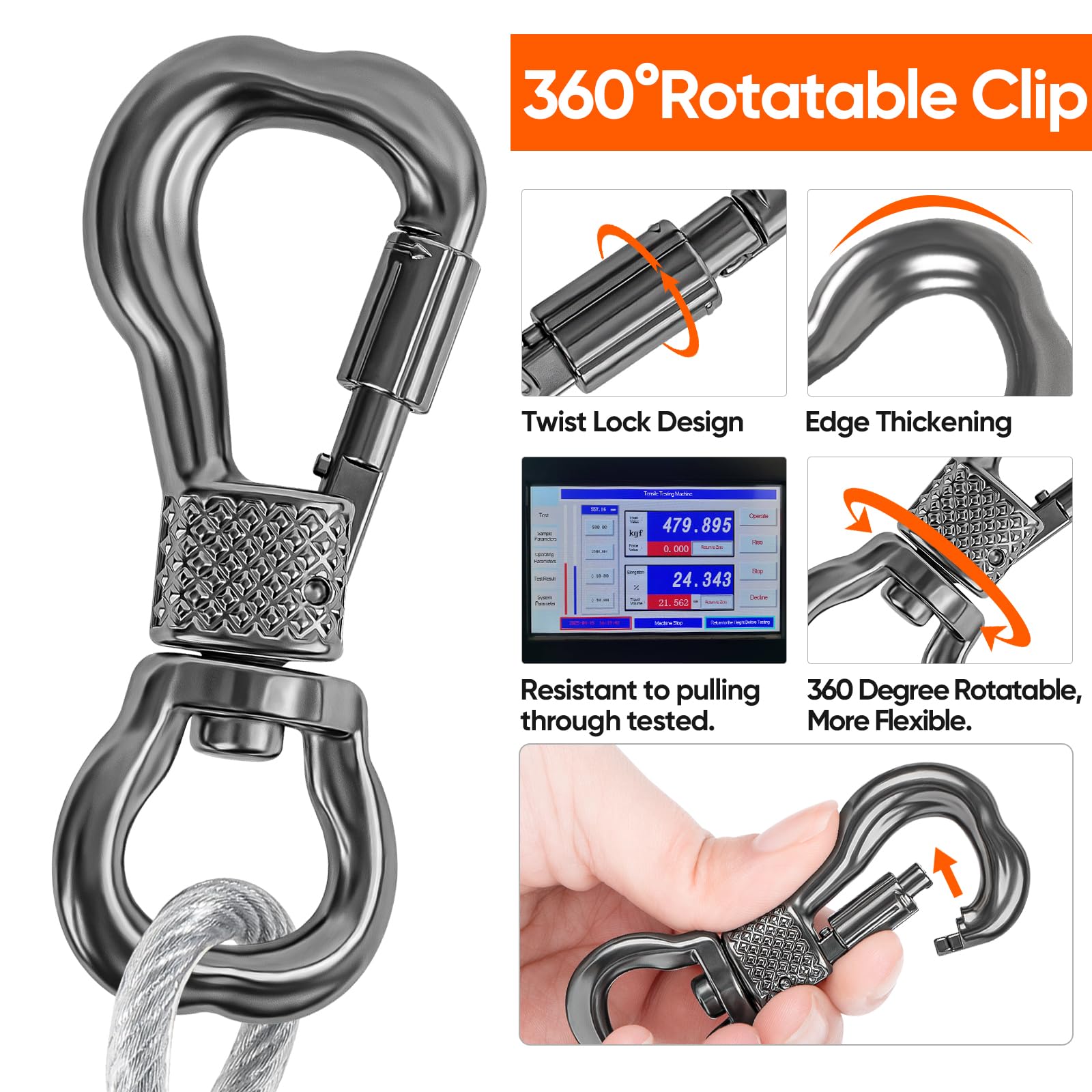 Tresbro 20FT Reflective Tie-Out Cable for Dogs Up to 250 lbs – Heavy-Duty Steel Wire Lead with Stainless Steel Buckles