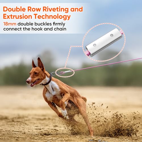 Tresbro 20FT Reflective Tie Out Cable for Dogs Up to 250 lbs – Pink Steel Wire Leash with Stainless Steel Buckles